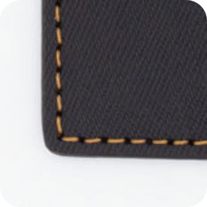 パスケース デニム調・黒×ゴールドブラウンの写真